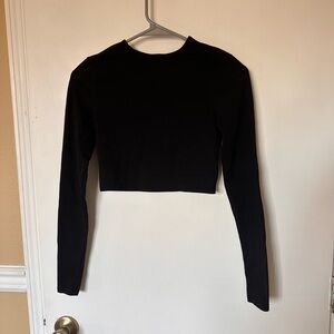 H&M Black Fitted Crop Top with Long Sleeves
